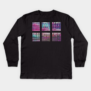 Liminal Space in Pink, Teal and Purple through 6 windows Kids Long Sleeve T-Shirt